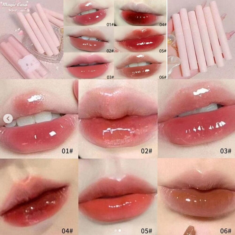 Magic Casa Bubble Bear Lip Glaze Set - Lipstick Watery Jelly Gloss Bubbly